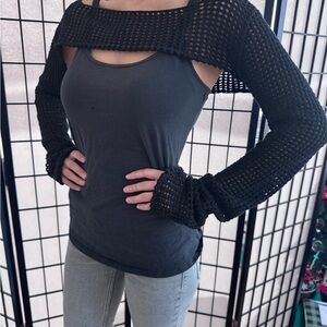Urban Outfitters Black Crochet Shrug